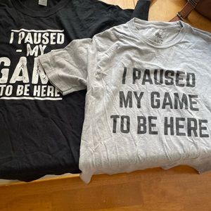 Two t shirts black size large gray medium